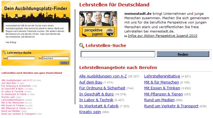 meinestadt.de Suche