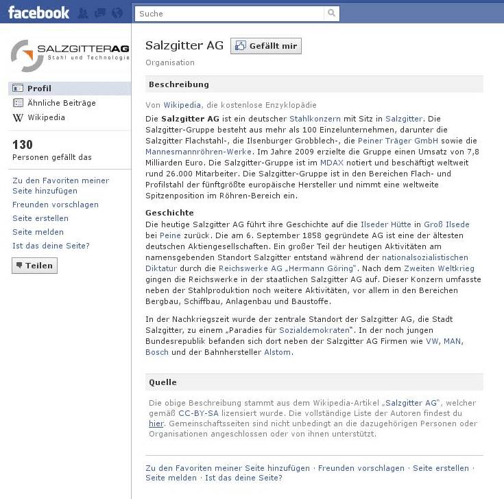 Die Salzgitter Community-Page auf Facebook