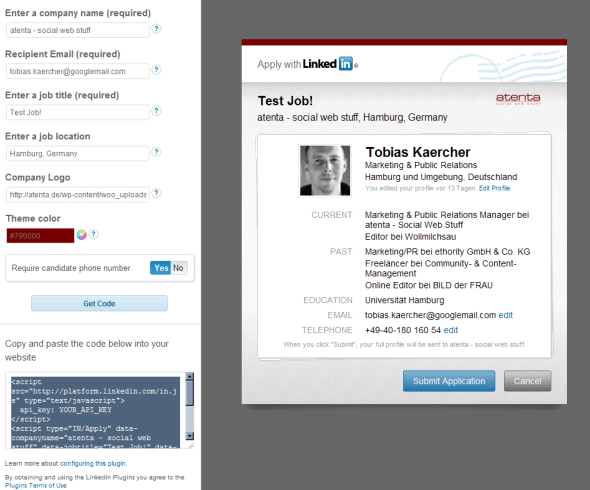 linked in Apply with LinkedIn   Die One Click Bewerbung für jede Website