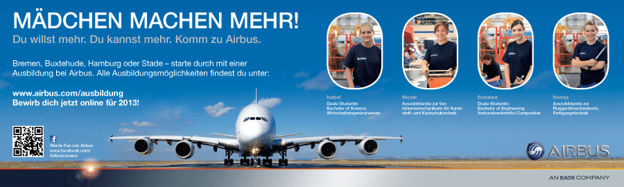 Seitenscheibenplakat Seitenscheibenplakat Mädchen machen mehr Azubi Marketing bei Airbus